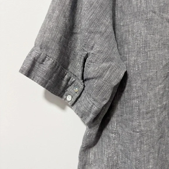 Avenue Linen Blend Silver Popover Tunic Womens Size 18/20 Lagenlook Casual - Picture 11 of 15